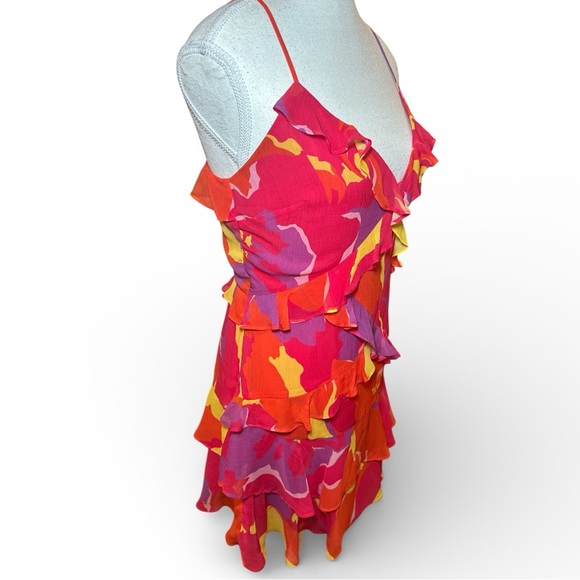 Ramy Brook Maria Pink Punch Amalfi Ruffle Mini Dress Sz 2 - Picture 13 of 15